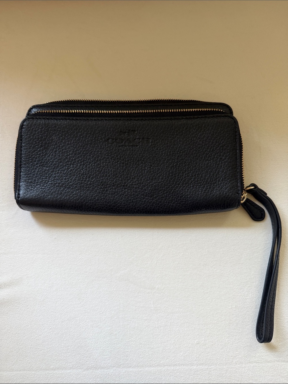 Coach Black Pebbled Leather Wristlet Clutch